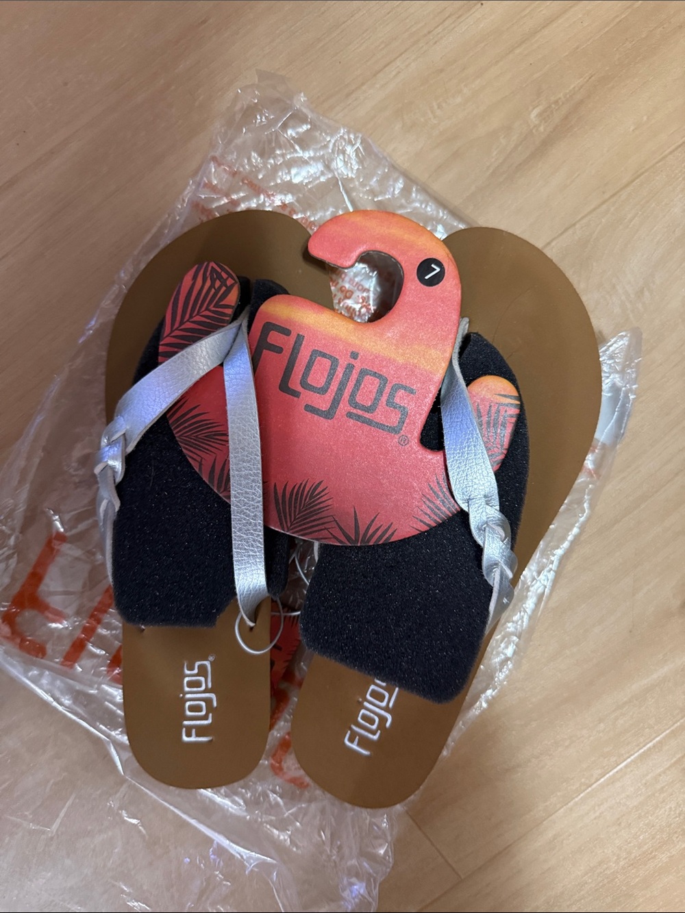 Flojos Brown Footbed Sandals with Silver Straps